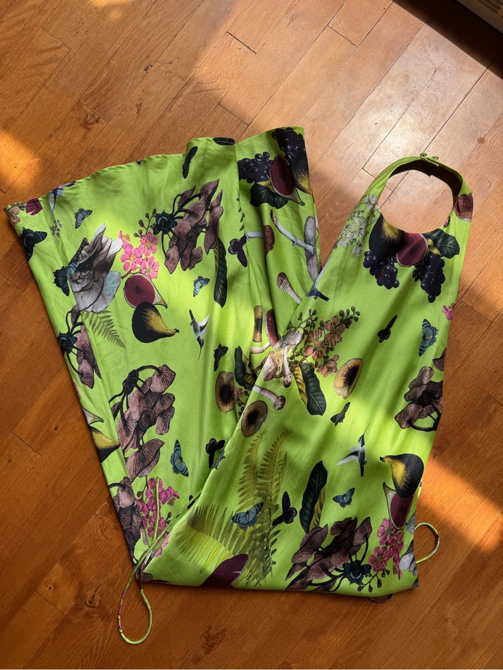 Silk Laundry Botanical Print Halter Dress